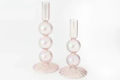 Chandeliers|Chandeliers<Flamant AMIRA, bougeoir, verre, , S, avec leds Rose
