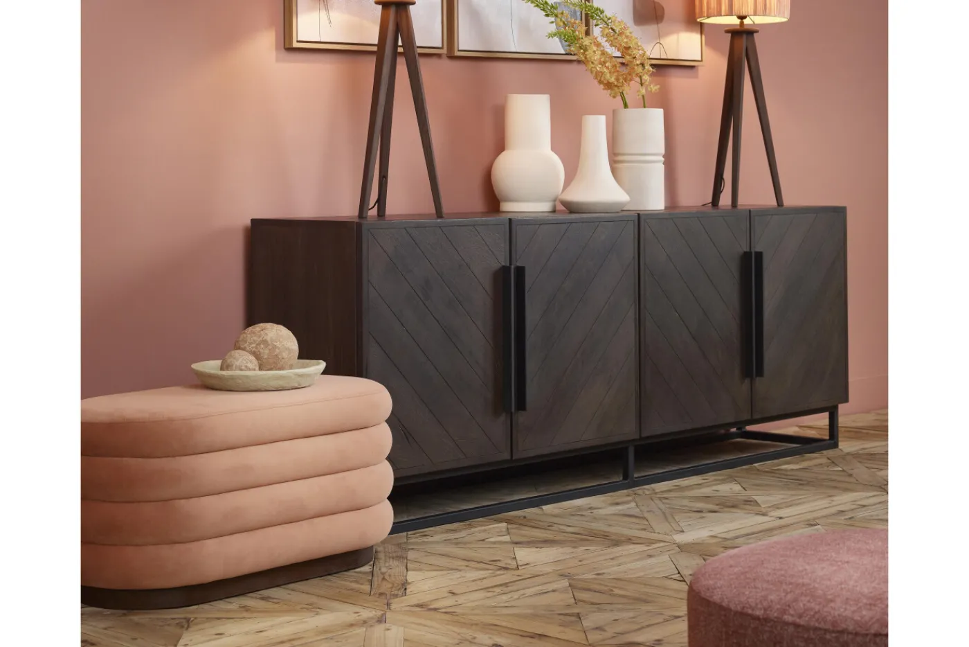 Poufs Et Bouts De Canapé|Sièges<Flamant BEATRICE, pouf, ovale, Rose