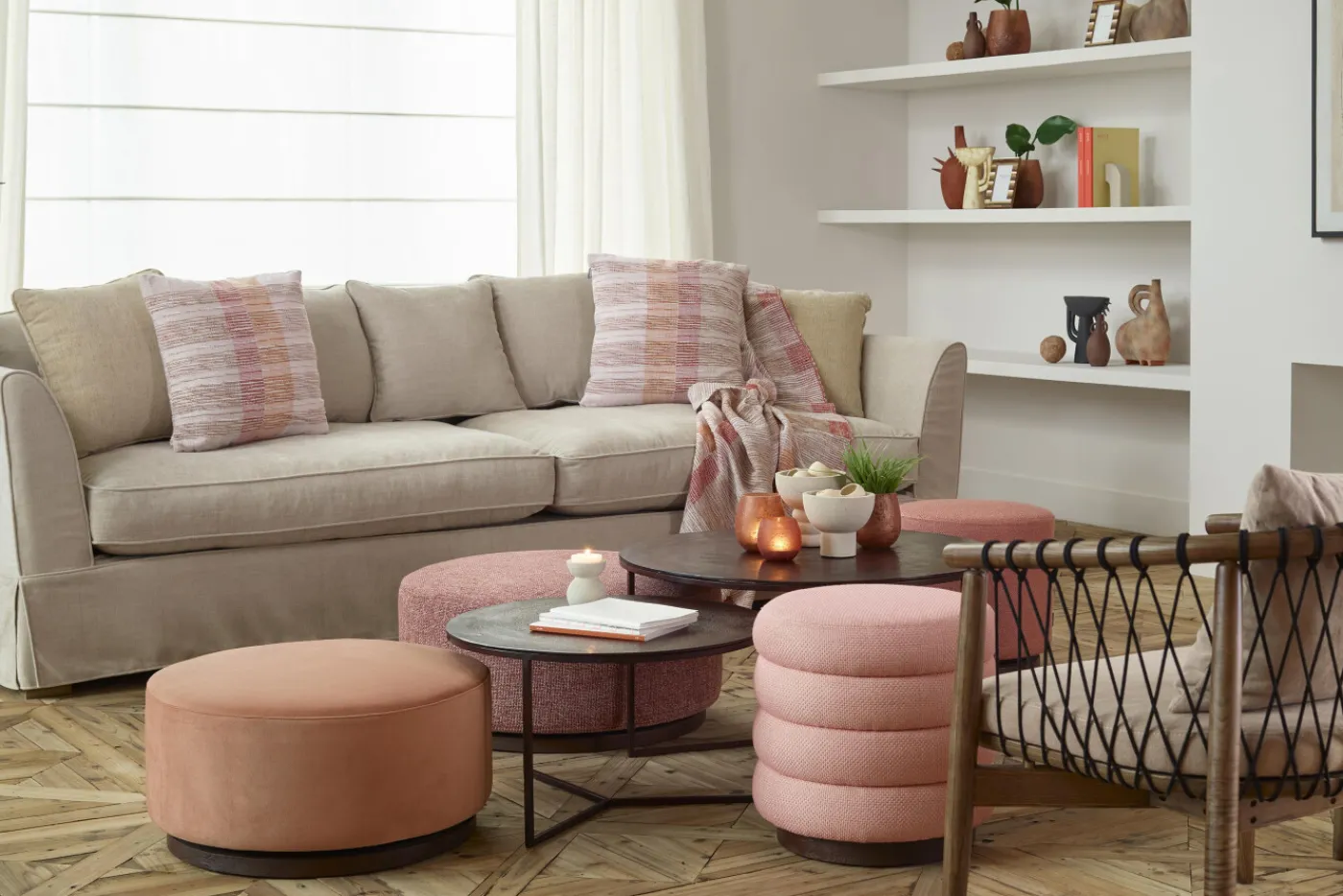 Poufs Et Bouts De Canapé|Sièges<Flamant BEATRICE, pouf, rond, Rose
