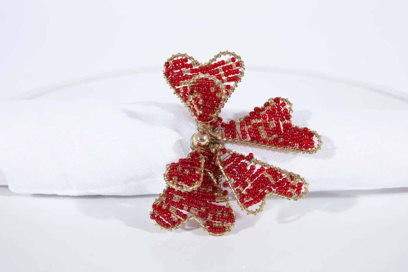 Décoration De Table|Accessoires<Flamant BRIO, rond de serviette, perles Rouge