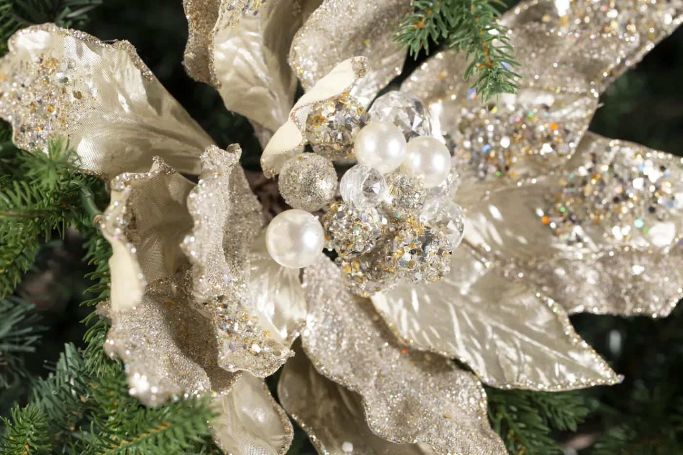 Décoration De Noël|Décoration De Noël<Flamant BRITTE, poinsettia Argent