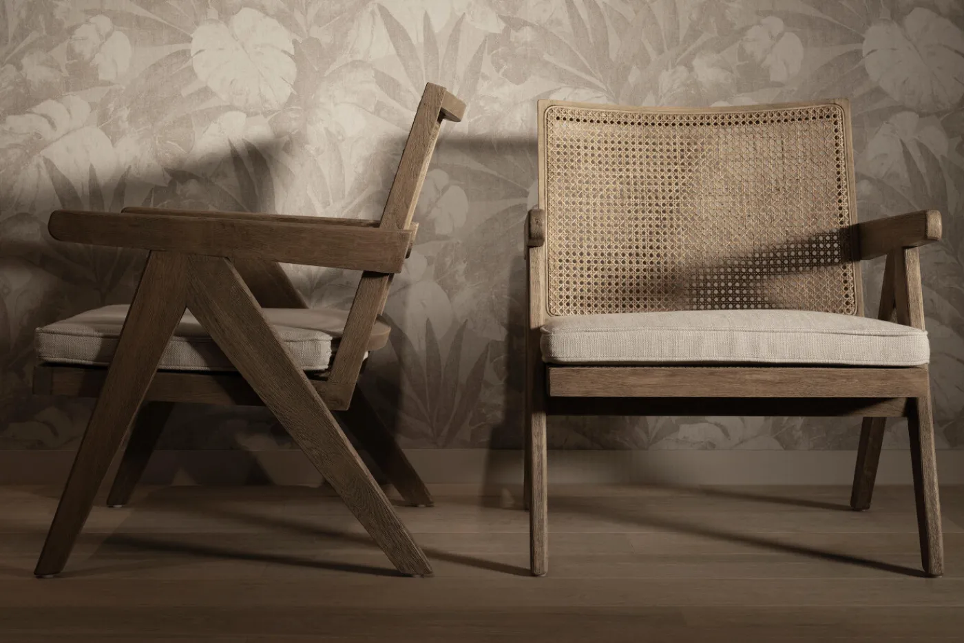 Fauteuils|Sièges<Flamant BRUNO, fauteuil, chêne, roseau, avec coussin Mixte
