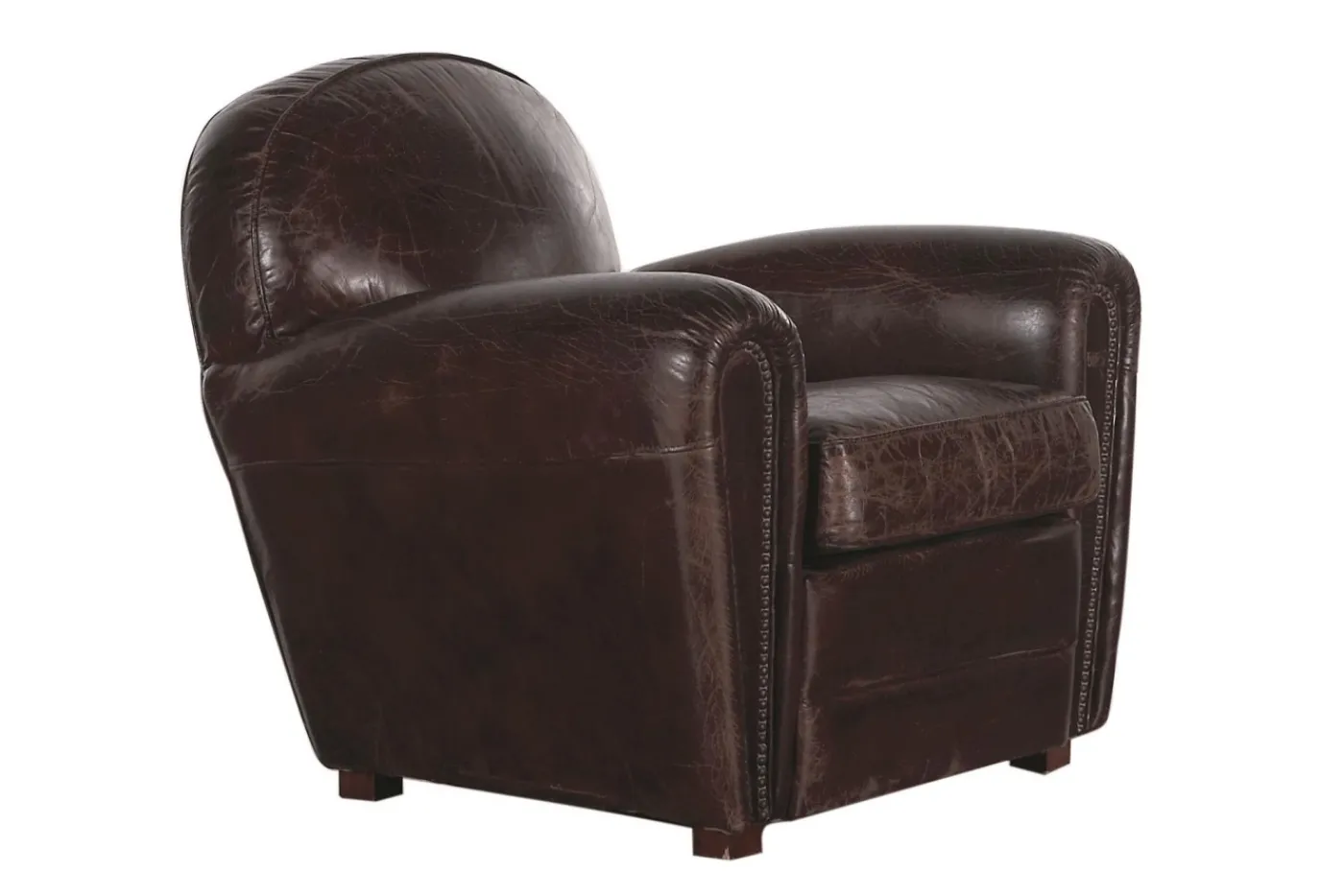 Fauteuils|Sièges<Flamant BURNHAM, fauteuil club, cuir, foncé Brun