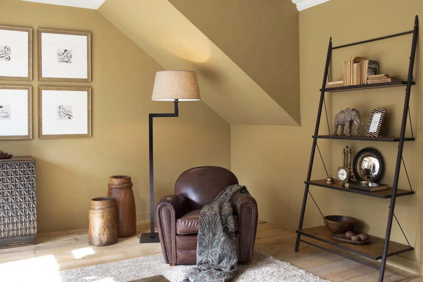 Fauteuils|Sièges<Flamant BURNHAM, fauteuil club, cuir, foncé Brun