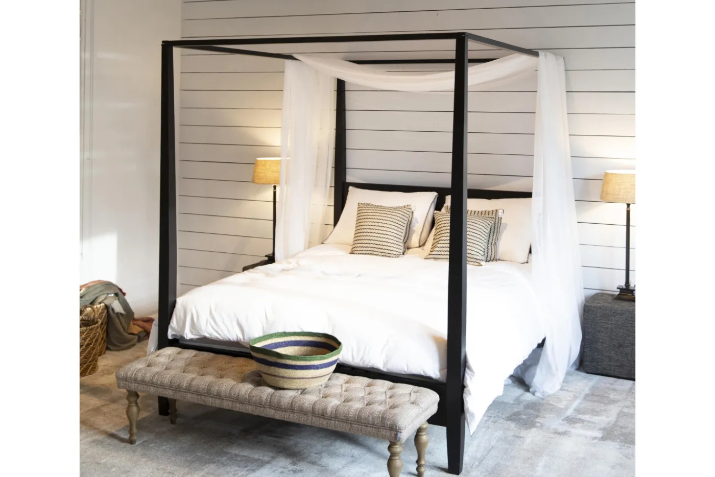 Lits|Lits<Flamant CAPE COD, lit à baldaquin, , 160 cm Noir