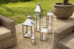 Lanternes|Décoration<Flamant CHARME, lanterne, acier et verre, M Argent
