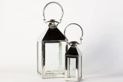 Lanternes|Décoration<Flamant CHARME, lanterne, acier et verre, XS Argent