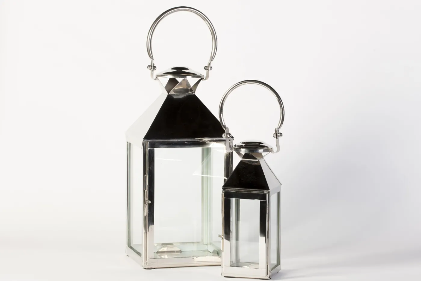 Lanternes|Décoration<Flamant CHARME, lanterne, acier et verre, XS Argent