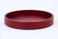Plateaux|Accessoires<Flamant CLAYTON, plateau, cuir, rond Rouge