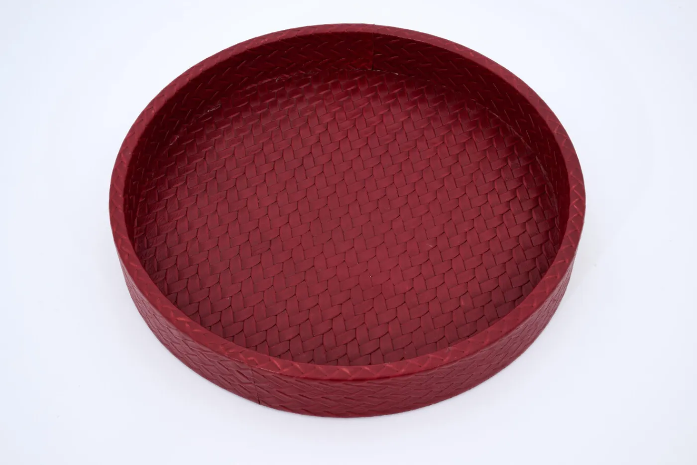 Plateaux|Accessoires<Flamant CLAYTON, plateau, cuir, rond Rouge