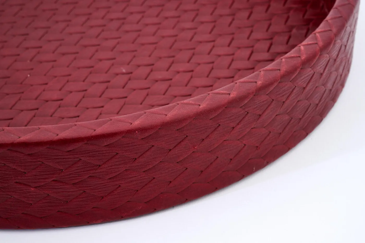 Plateaux|Accessoires<Flamant CLAYTON, plateau, cuir, rond Rouge