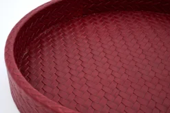 Plateaux|Accessoires<Flamant CLAYTON, plateau, cuir, rond Rouge