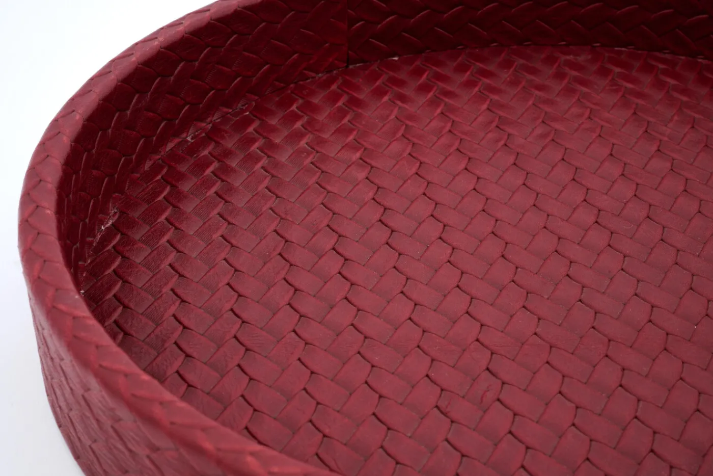 Plateaux|Accessoires<Flamant CLAYTON, plateau, cuir, rond Rouge