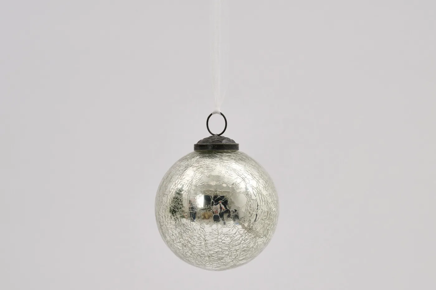 Boules De Noël|Boules De Noël<Flamant CRACKLE, boule de Noël, silver, L Argent