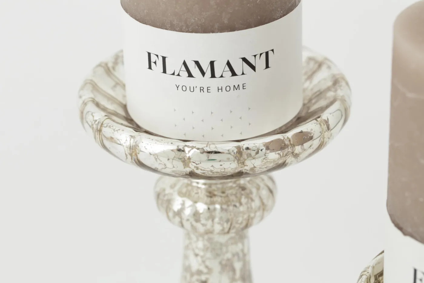 Chandeliers|Chandeliers<Flamant DANTON, bougeoir, verre mercuré, L, avec leds Argent