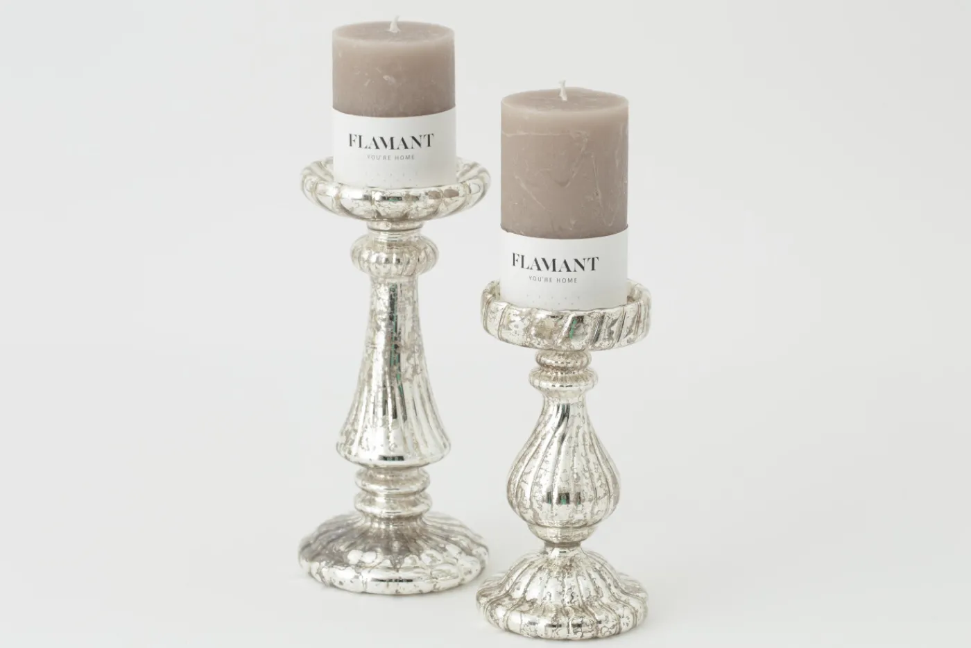Chandeliers|Chandeliers<Flamant DANTON, bougeoir, verre mercuré, L, avec leds Argent