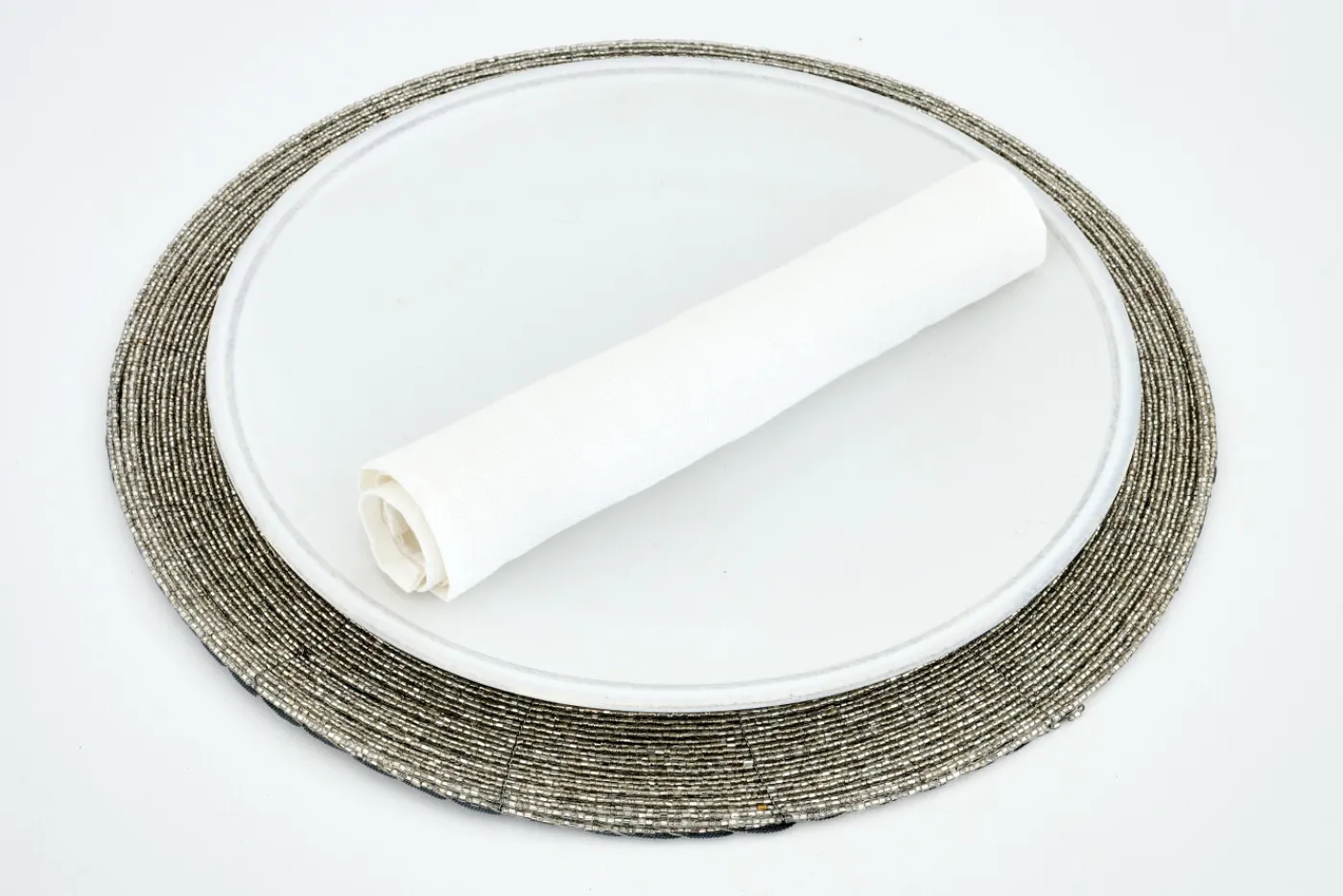 Sets De Table Et Porte-Couverts|Textile<Flamant DELVIN, set de table, perles, Argent