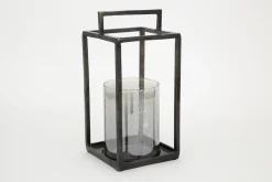 Lanternes|Décoration<Flamant DENNY, lanterne, aluminium et verre, S Gris