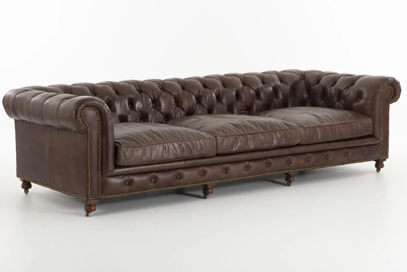 Canapés|Sièges<Flamant EDINBURGH, canapé, chesterfield, cuir, marron foncé, 4 places Brun