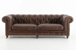 Canapés|Sièges<Flamant EDINBURGH, canapé, chesterfield, cuir, marron foncé, 3 places Brun