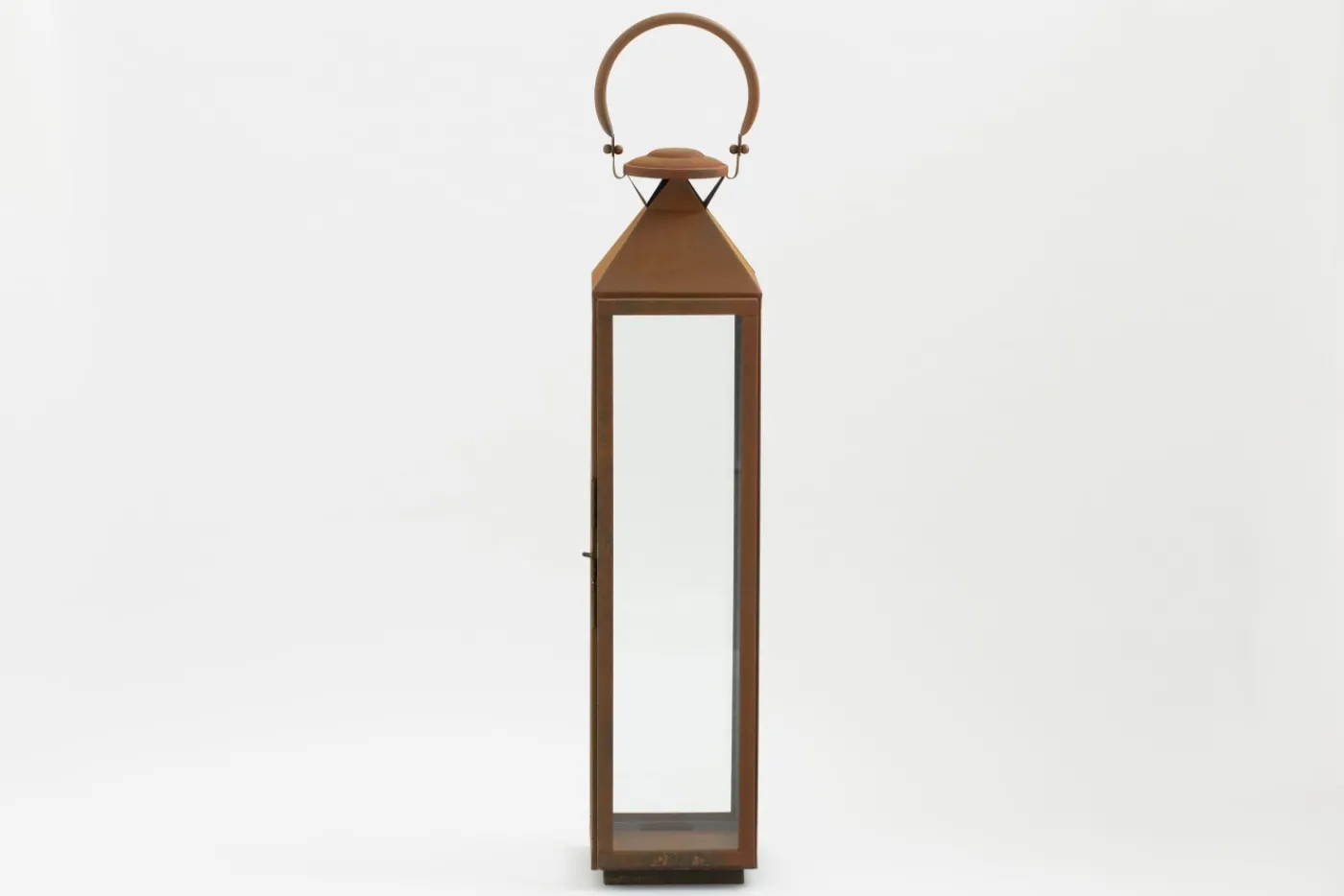 Lanternes|Décoration<Flamant ELLIS, lanterne, fer et verre, rouille, L Brun