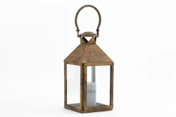 Lanternes|Décoration<Flamant ELLIS, lanterne, fer et verre, rouille, S Brun
