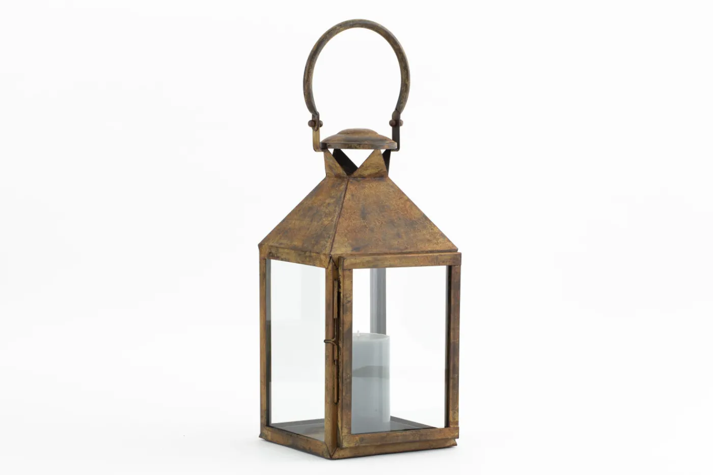 Lanternes|Décoration<Flamant ELLIS, lanterne, fer et verre, rouille, S Brun