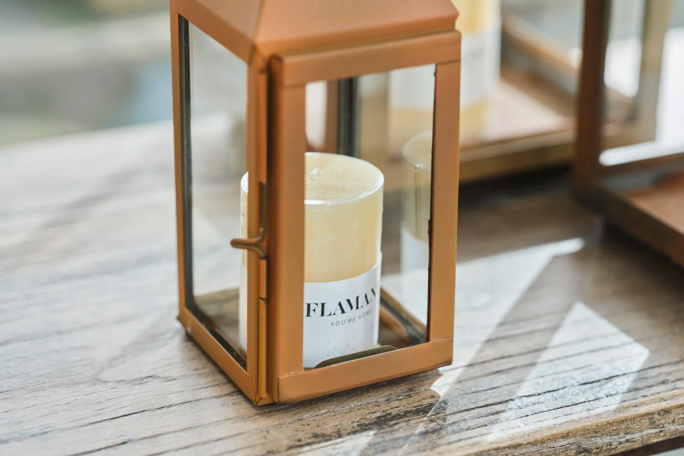 Lanternes|Décoration<Flamant ELLIS, lanterne, fer et verre, rouille, XS Brun