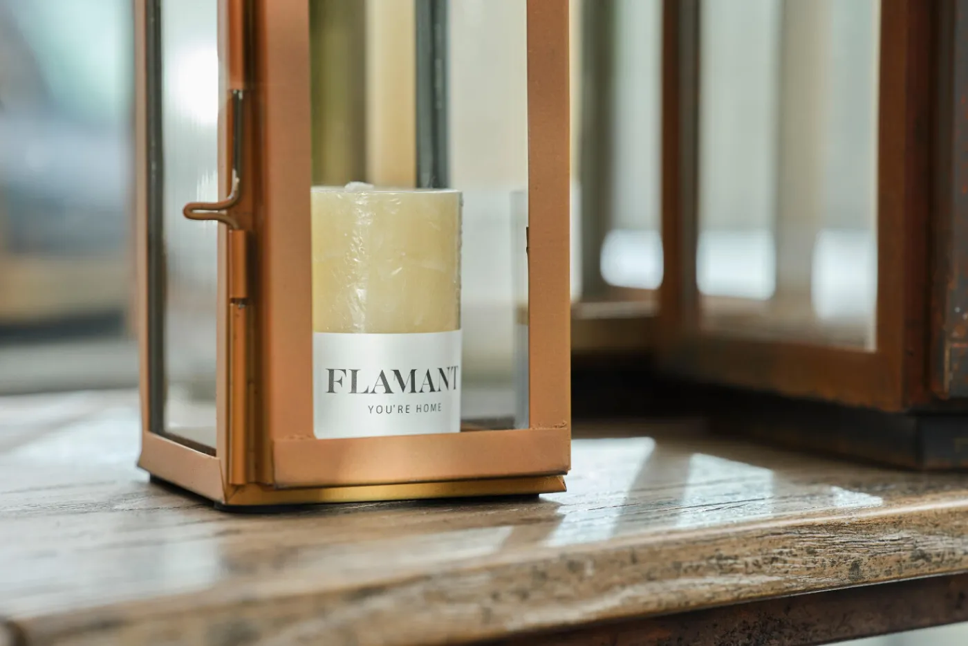 Lanternes|Décoration<Flamant ELLIS, lanterne, fer et verre, rouille, XS Brun