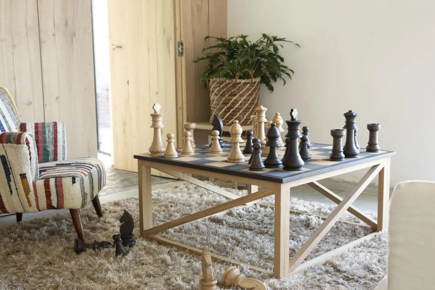 Tables De Salon|Tables De Salon<Flamant FLANDERS, pied pour les échecs, chêne