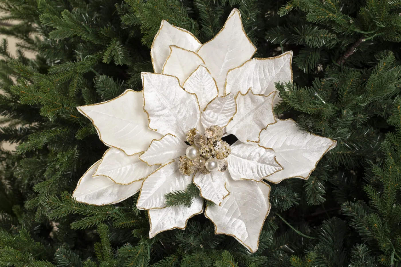 Décoration De Noël|Décoration De Noël<Flamant GIANNA, poinsettia Blanccassé