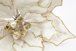 Décoration De Noël|Décoration De Noël<Flamant GIANNA, poinsettia Blanccassé