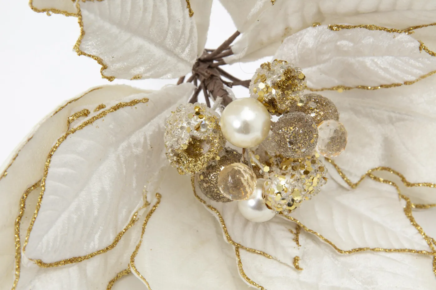 Décoration De Noël|Décoration De Noël<Flamant GIANNA, poinsettia Blanccassé