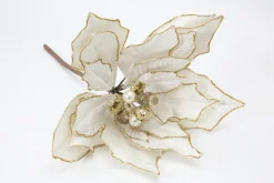 Décoration De Noël|Décoration De Noël<Flamant GIANNA, poinsettia Blanccassé