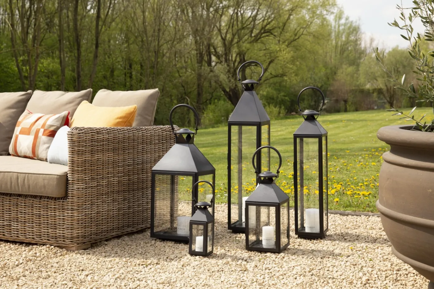 Lanternes|Décoration<Flamant HACIM, lanterne, fer et verre, , L Noir