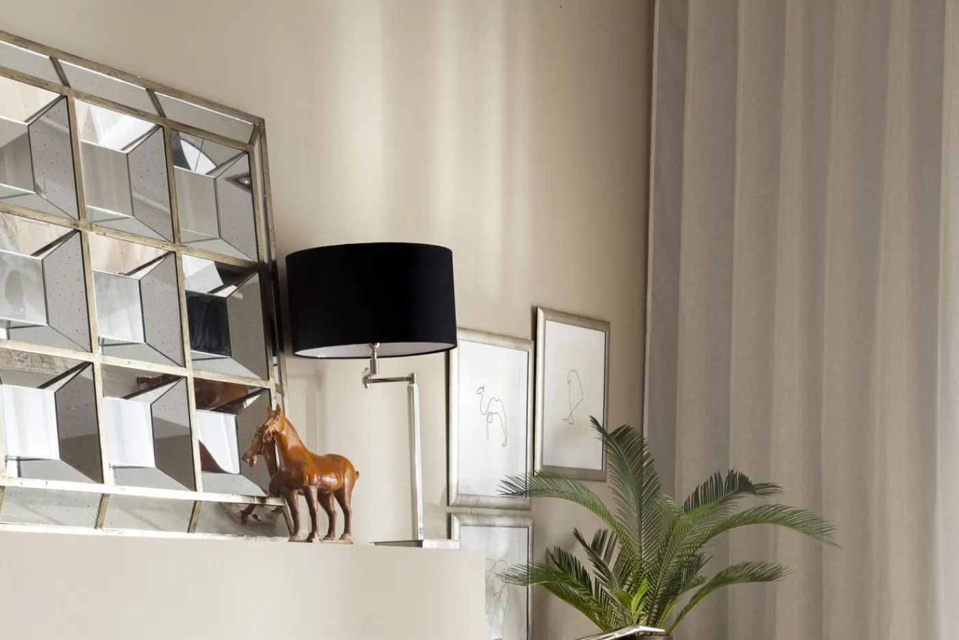Miroirs|Décoration<Flamant JAVIER, miroir, à facettes, bord doré