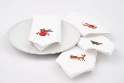 Serviettes|Textile<Flamant KAROLI, serviette, broderie, set de 4 Mixte