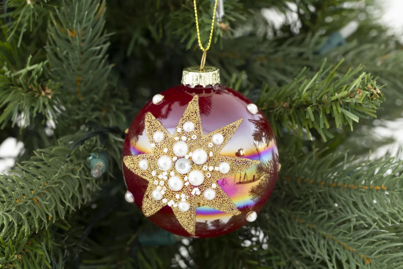 Boules De Noël|Boules De Noël<Flamant KOURIS, boule de Noël, S Rouge