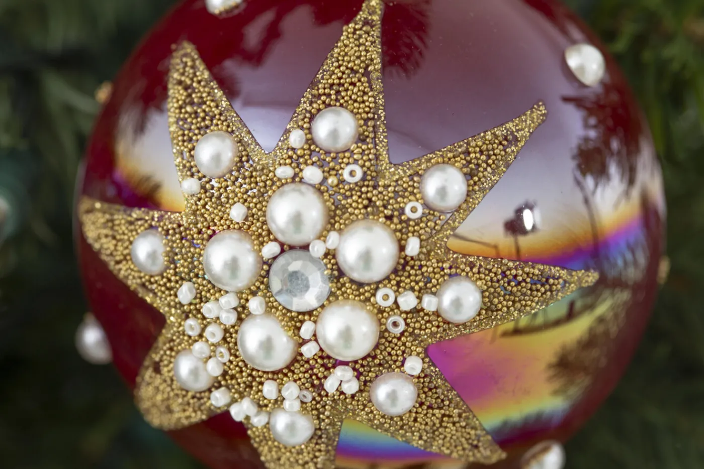 Boules De Noël|Boules De Noël<Flamant KOURIS, boule de Noël, S Rouge