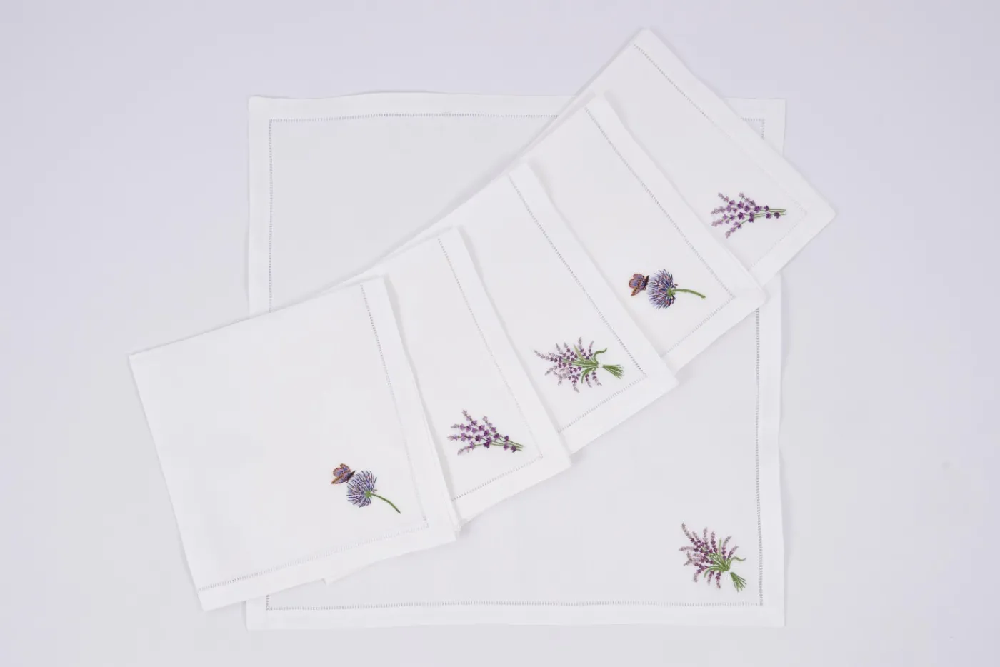 Serviettes|Textile<Flamant LAVENDER, serviette, broderie, set de 6 Mixte