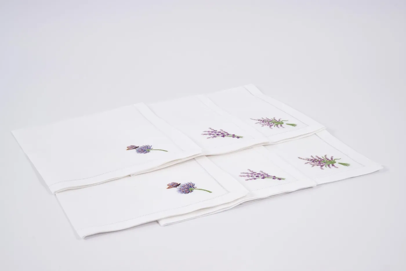 Serviettes|Textile<Flamant LAVENDER, serviette, broderie, set de 6 Mixte