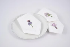Serviettes|Textile<Flamant LAVENDER, serviette, broderie, set de 6 Mixte