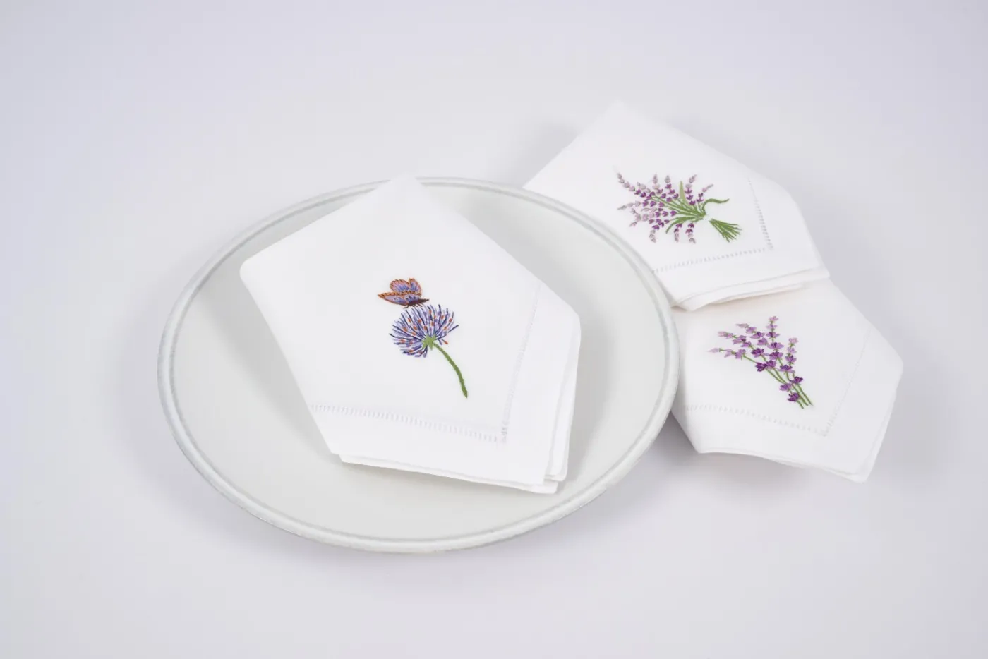 Serviettes|Textile<Flamant LAVENDER, serviette, broderie, set de 6 Mixte