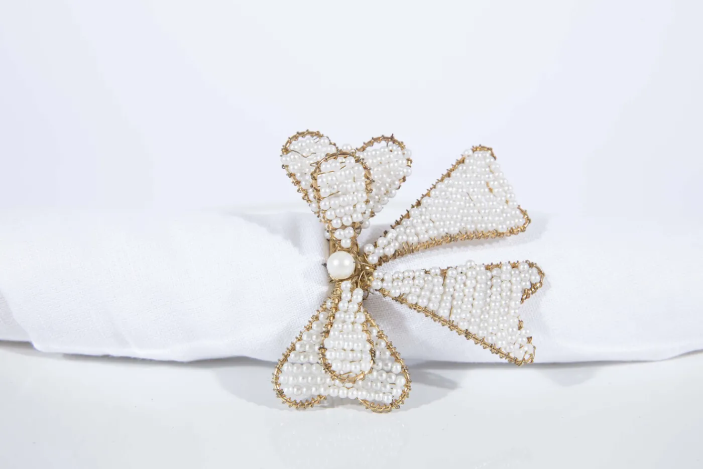 Accessoires|Décoration De Table<Flamant LITIO, rond de serviette, perles Blanccassé