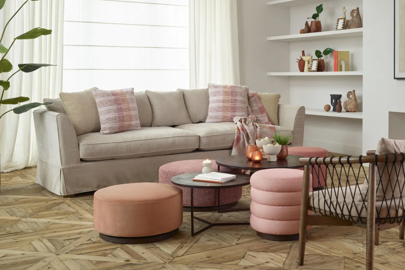 Poufs Et Bouts De Canapé|Sièges<Flamant LUCAS, pouf, rotatif, Ø 60, Rose