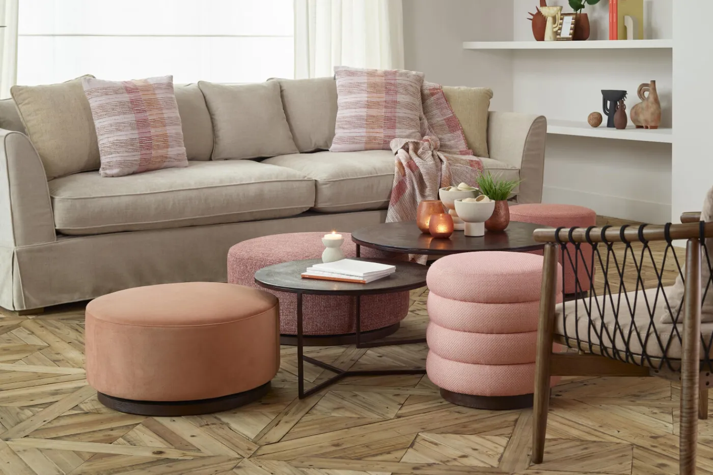 Poufs Et Bouts De Canapé|Sièges<Flamant LUCAS, pouf, rotatif, Ø 71, Rose