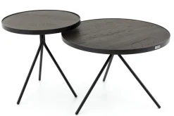 Tables D’Appoint & Consoles|Tables D’Appoint & Consoles<Flamant MADISON, bout de canapé, chêne et métal, ronde, 45 cm, brun foncé Mixte