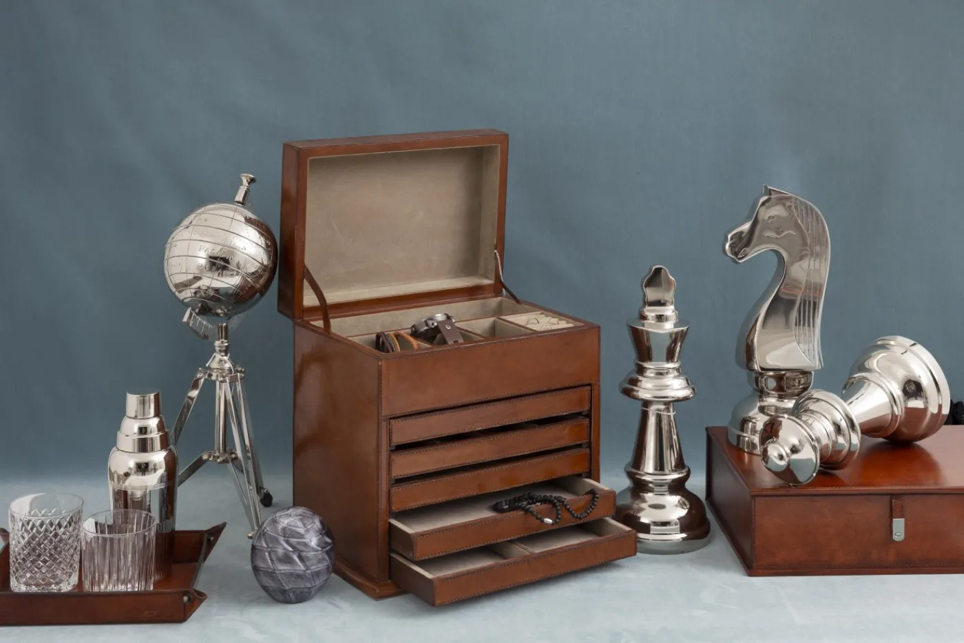 Plateaux|Accessoires<Flamant MANHATTAN, plateau, cuir , S Brun