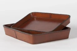 Plateaux|Accessoires<Flamant MANHATTAN, plateau, cuir , S Brun