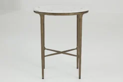 Tables D’Appoint & Consoles|Tables D’Appoint & Consoles<Flamant MARABELLE, bout de canapé, métal et marbre, ronde Mixte